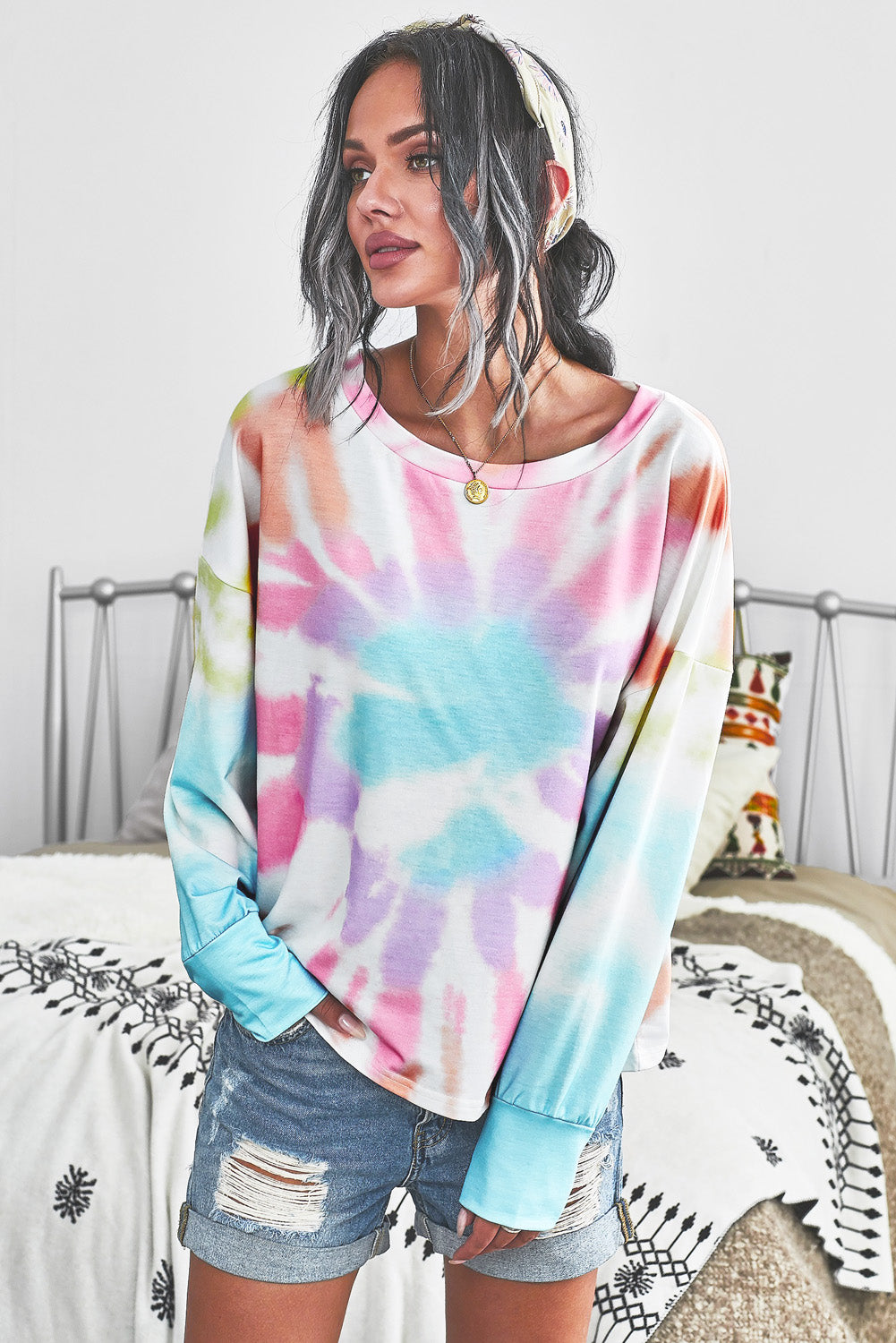 Tie-Dye Boat Neck Top