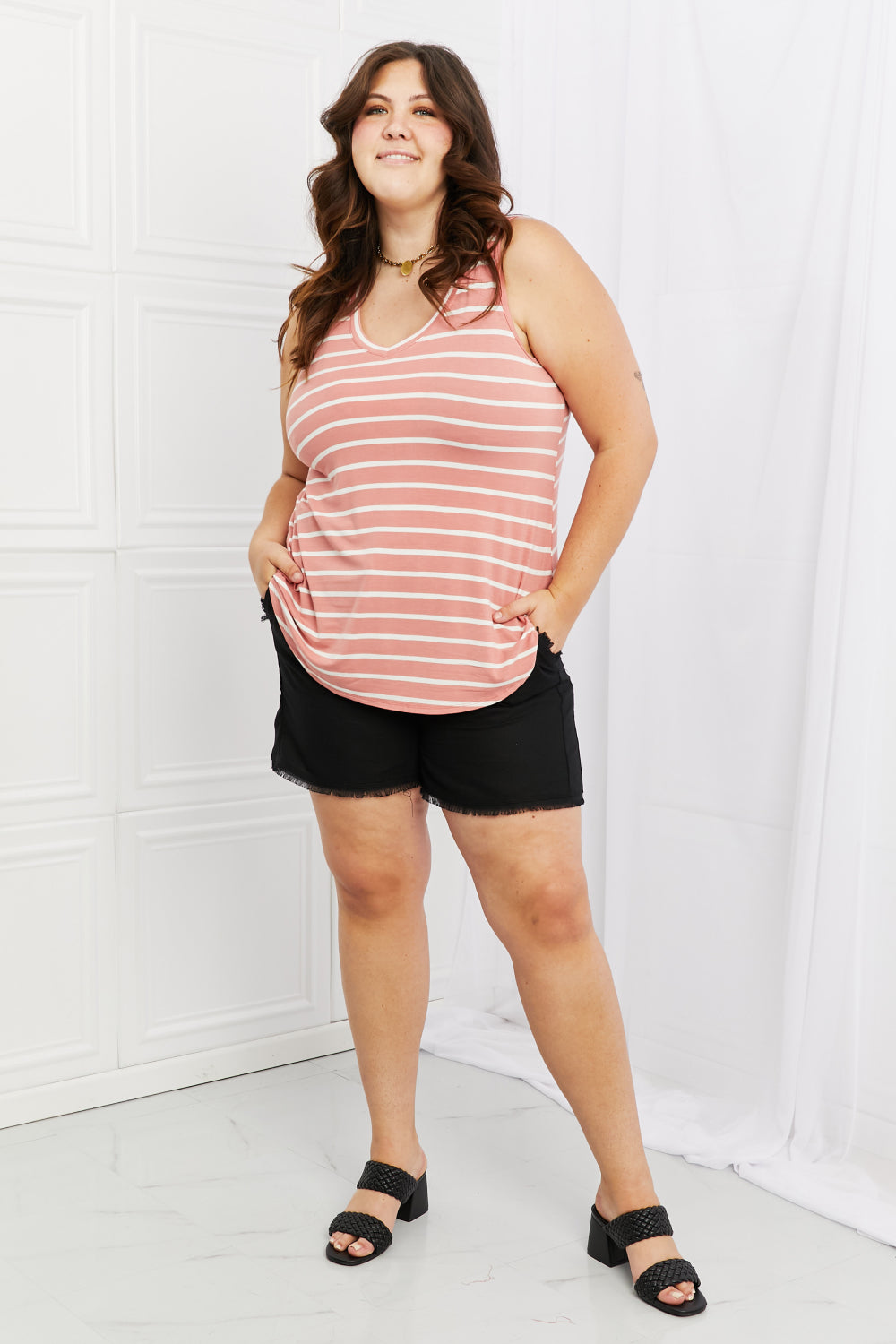 Zenana Find Your Path Sleeveless Striped Top