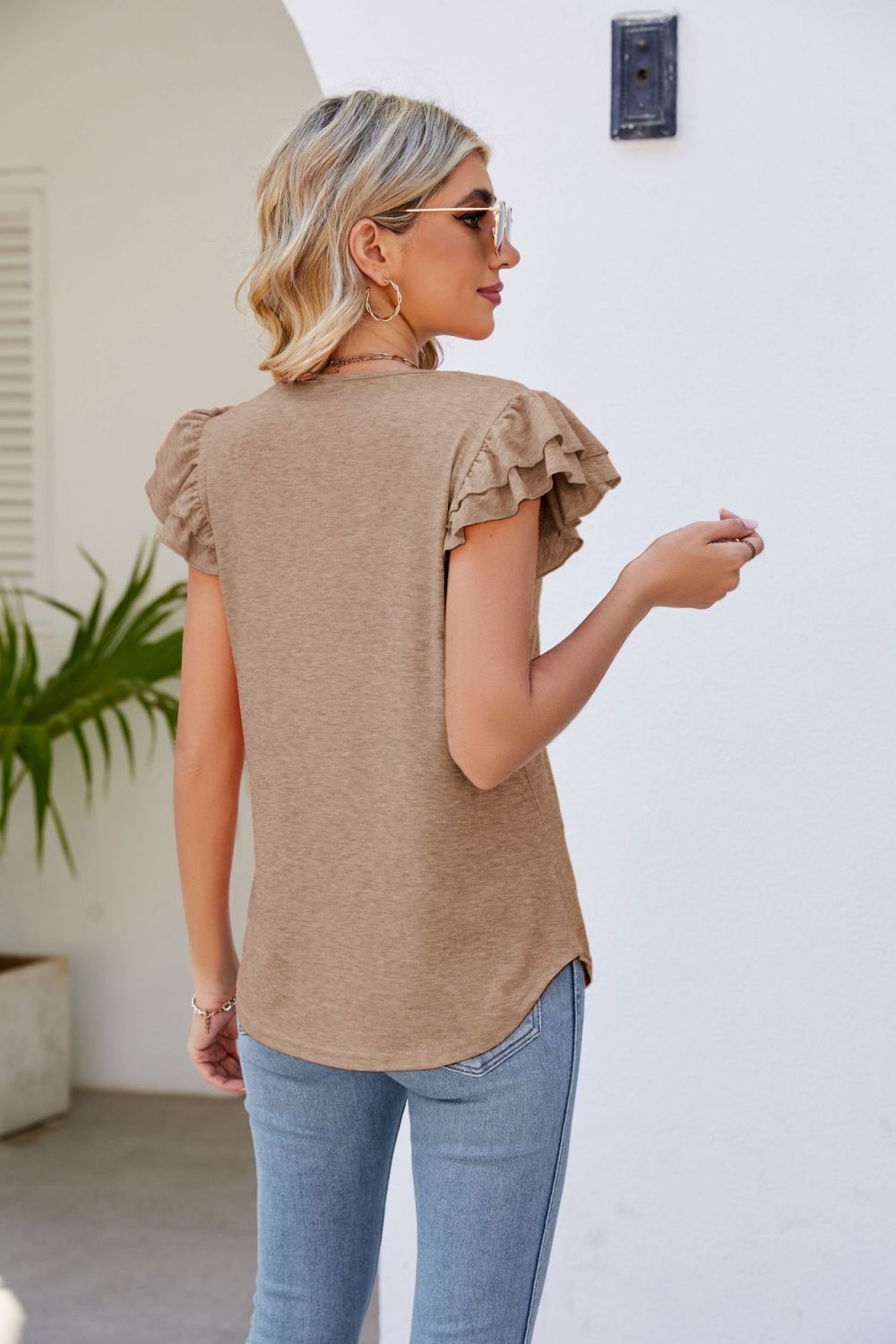 Smocked Flutter Sleeve Top