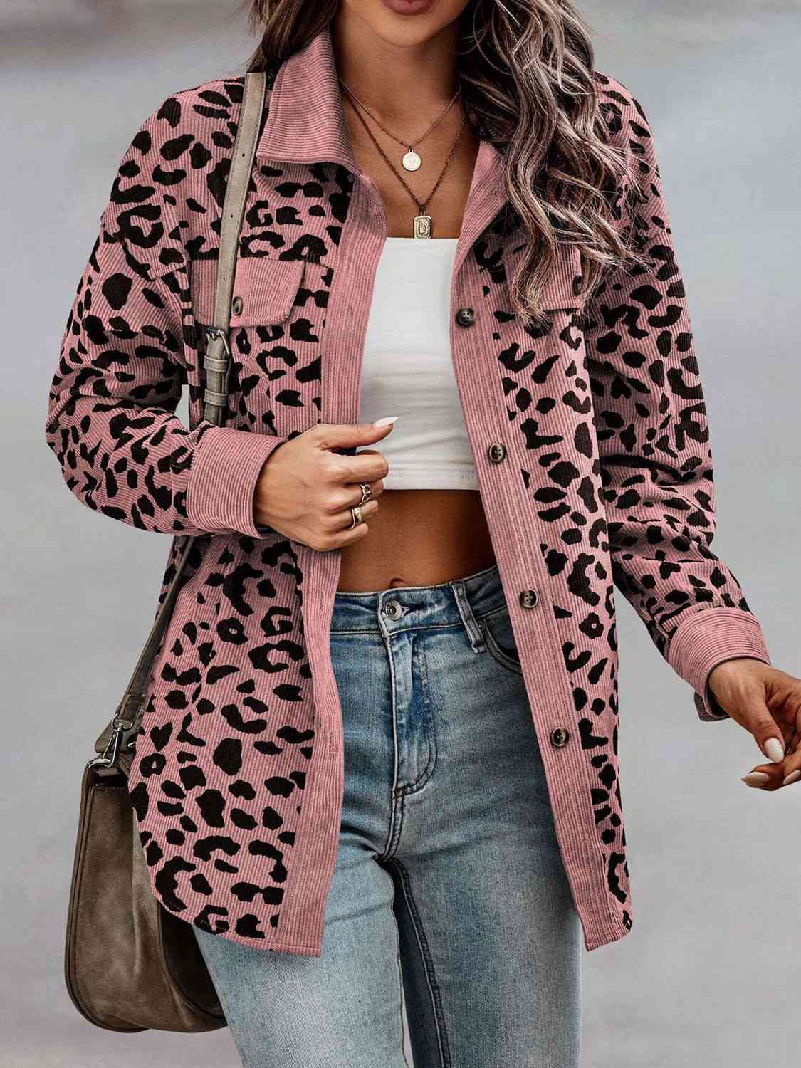 Jeanie Leopard Buttoned Jacket